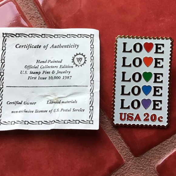 USPS Vintage Love Stamp Pin Authenticity Certificate, NEW - Picture 2 of 16